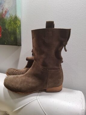 Alberto Fermani Brown Suede Pull-On Mid Moto Boots Size 38,5